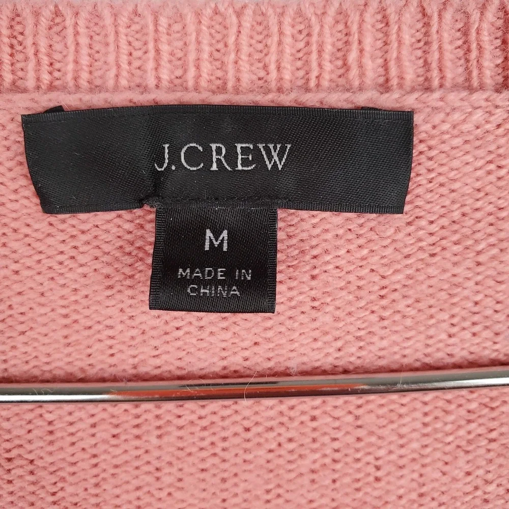 J. Crew Sweater Womens Medium Coral Wool Knit Ribbed Classic Round Neck Pullover
